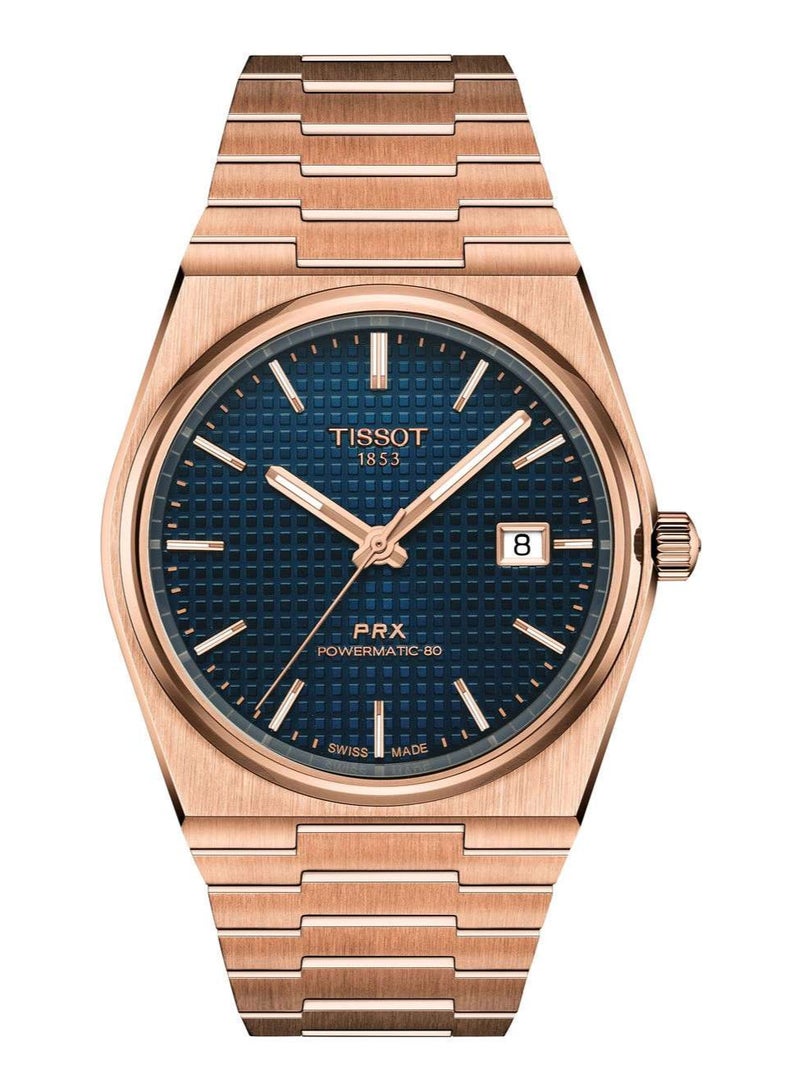 TISSOT PRX Men’s Swiss Made Powermatic 80 Stainless Steel Blue Dial Rose Gold 40mm Watch T137.407.33.021.00 - Image 1